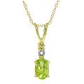 Guld vedh&aelig;ng med Peridot og Diamant - m/k&aelig;de