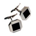 Georg Jensen: PIAZZA manchetknapper - sterling s�lv med sort onyx