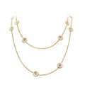 Georg Jensen: DAISY sautoir med dobbeltsidede margeritter i forgyldt s�lv og hvid emalje